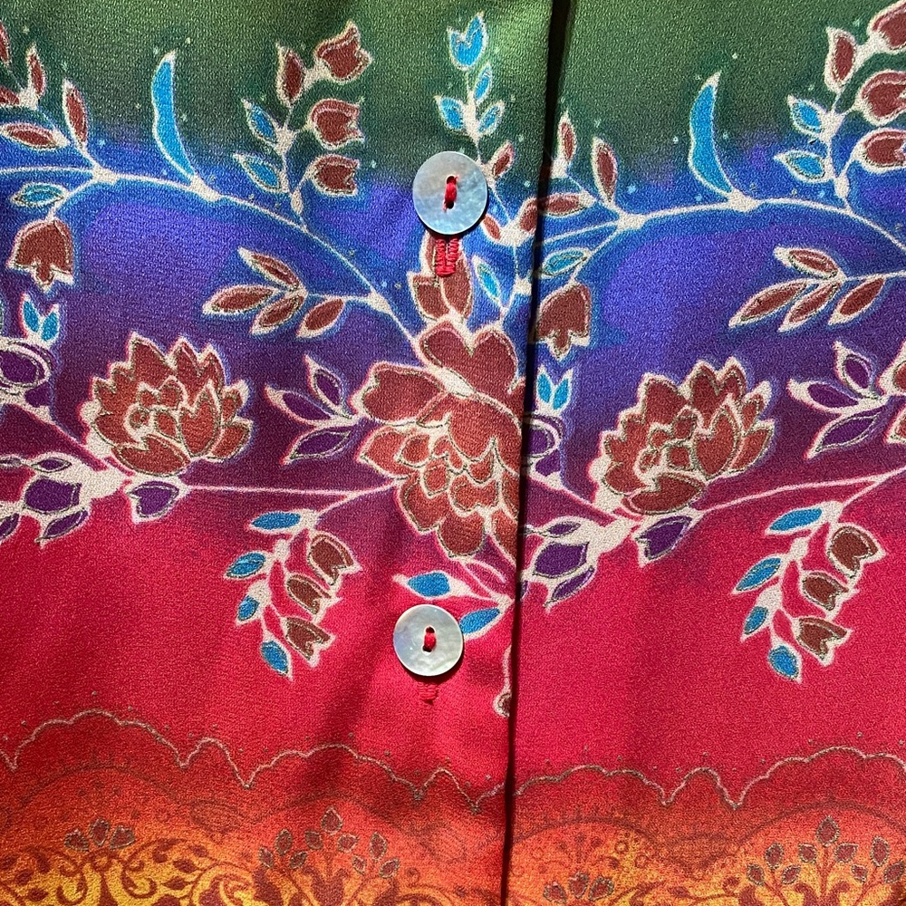 Delta Burke Multicolor Floral vintage button up women’s Blouse - Picture 4 of 16